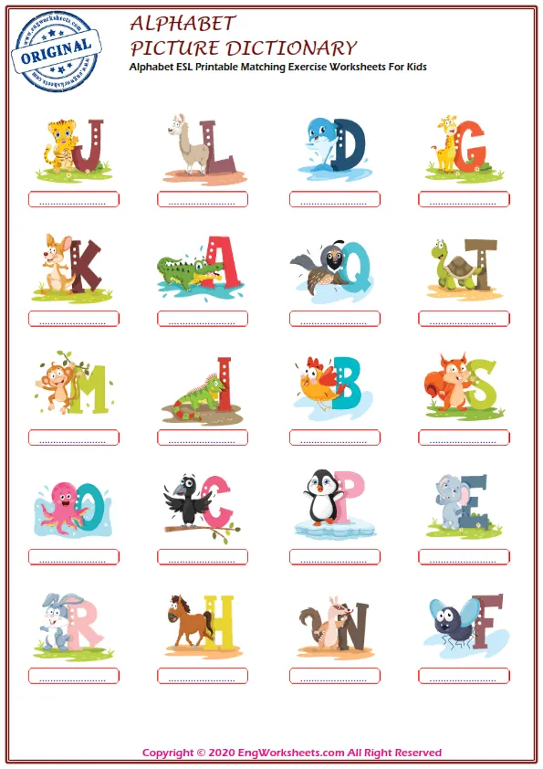 Alphabet Online Exercises Listen And Vocabulary Matching Exercise For Kids And Beginners